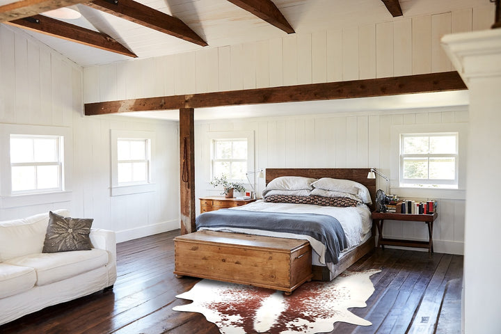 Brown and White XX-Large Brazilian Cowhide Rug 7'5"H x 7'1"W #A34388 by Hudson Hides