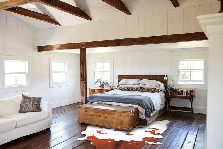 Brown and White XX-Large Brazilian Cowhide Rug 7'4"H x 7'1"W #A34391 by Hudson Hides