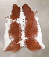 Brown and White X-Large Brazilian Cowhide Rug 7'1"H x 6'10"W #A34394 by Hudson Hides