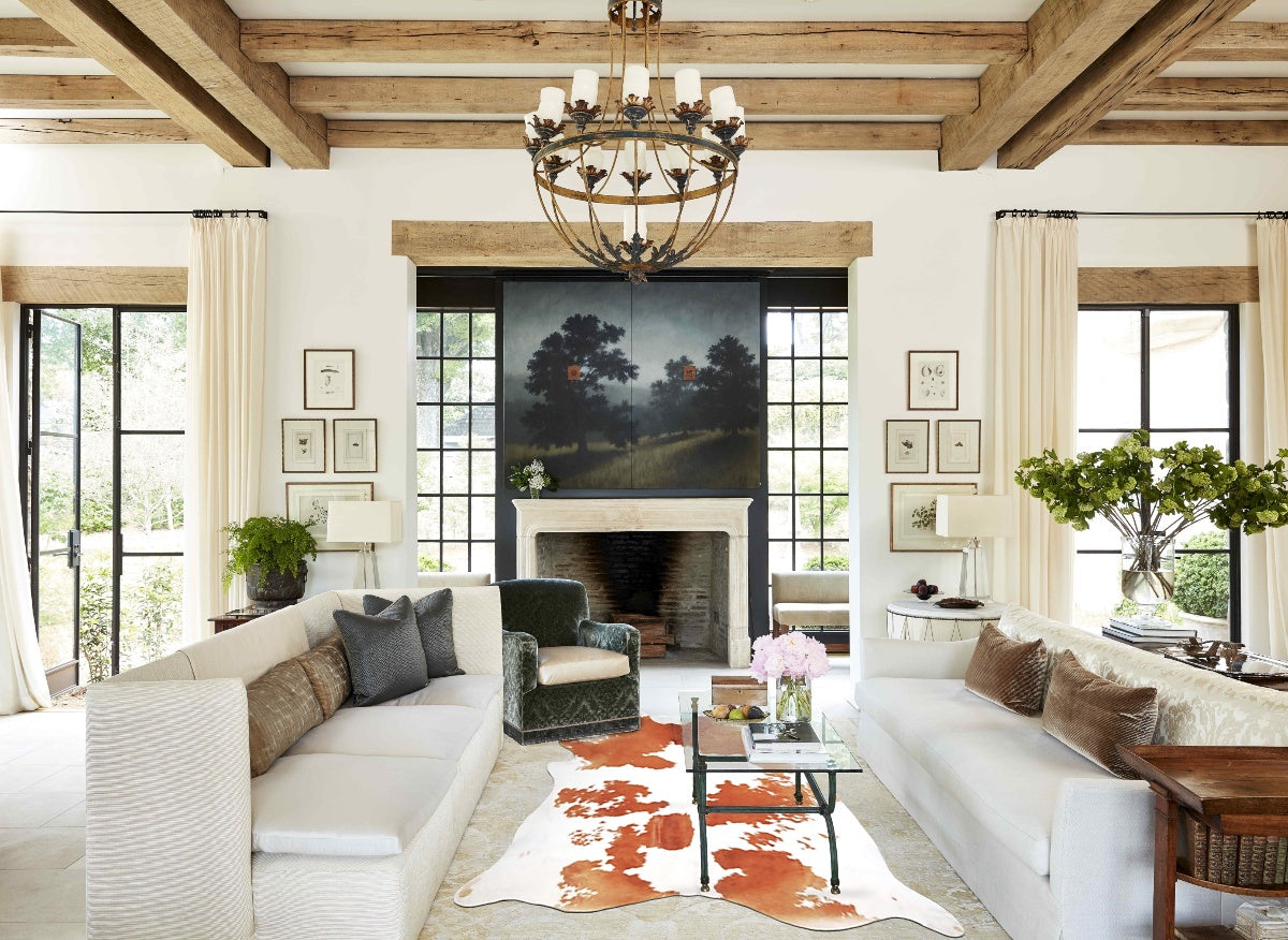 Brown and White XX-Large Brazilian Cowhide Rug 7'8"H x 6'10"W #A34395 by Hudson Hides