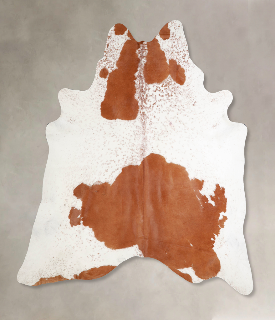 Brown and White XX-Large Brazilian Cowhide Rug 7'5"H x 7'1"W #A34401 by Hudson Hides