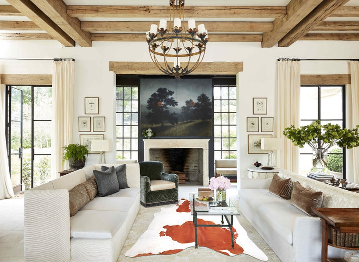 Brown and White XX-Large Brazilian Cowhide Rug 7'5"H x 7'1"W #A34401 by Hudson Hides