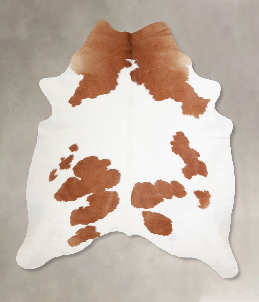 Brown and White XX-Large Brazilian Cowhide Rug 8'0"H x 6'11"W #A34413 by Hudson Hides