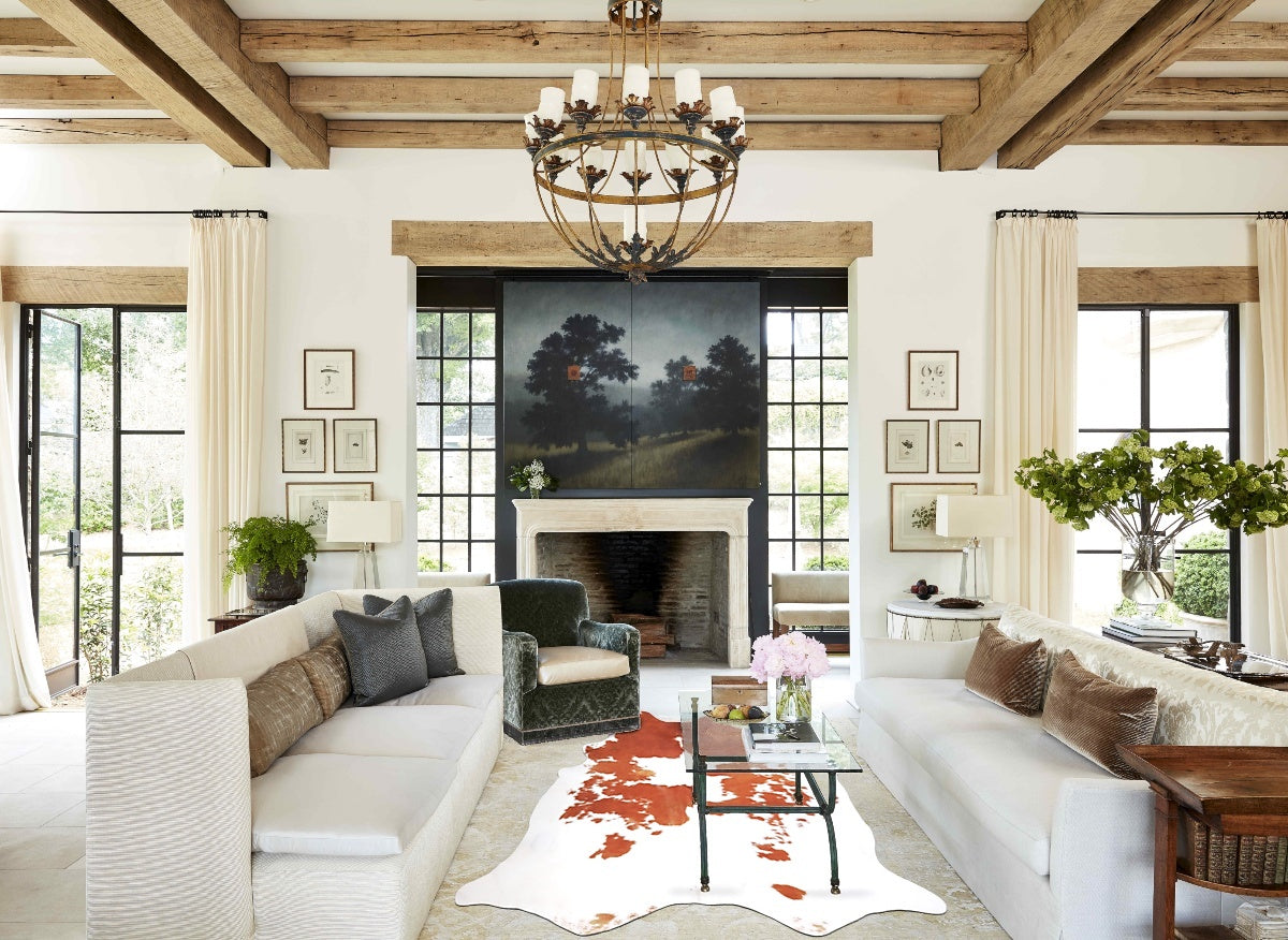 Brown and White X-Large Brazilian Cowhide Rug 6'10"H x 6'2"W #A34420 by Hudson Hides