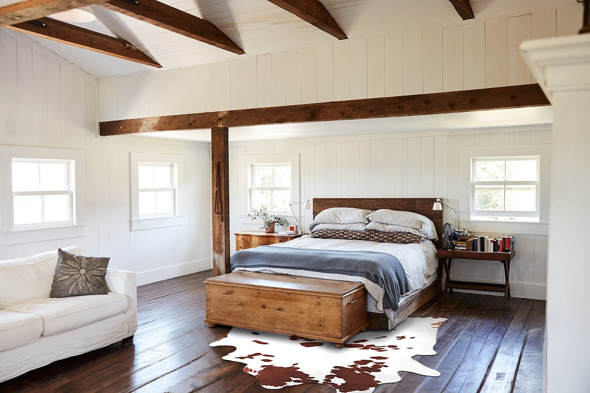 Brown and White X-Large Brazilian Cowhide Rug 7'3"H x 6'2"W #A34466 by Hudson Hides