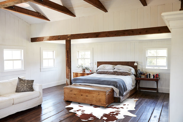 Brown and White X-Large Brazilian Cowhide Rug 7'3"H x 6'2"W #A34466 by Hudson Hides