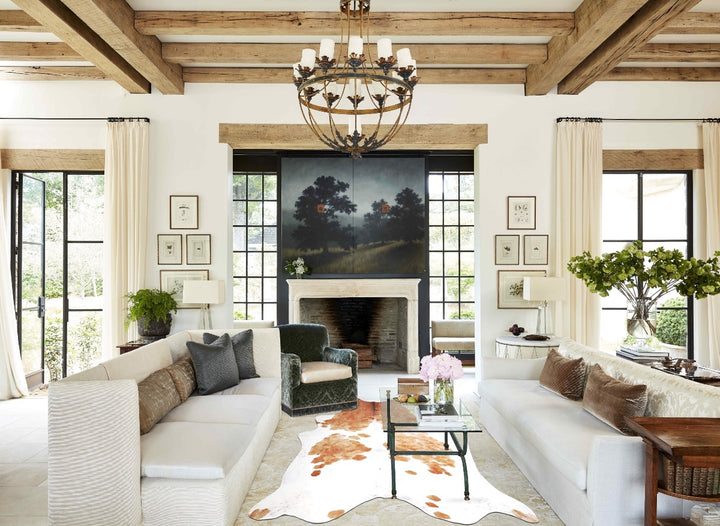 Brown and White XX-Large Brazilian Cowhide Rug 7'10"H x 7'2"W #A34481 by Hudson Hides