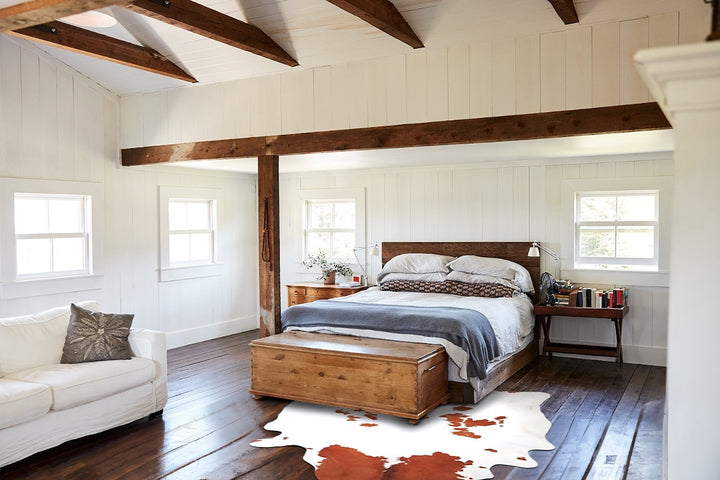 Brown and White X-Large Brazilian Cowhide Rug 7'8"H x 6'6"W #A34482 by Hudson Hides