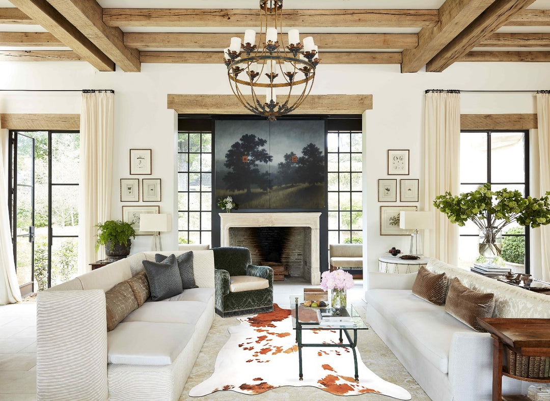 Brown and White XX-Large Brazilian Cowhide Rug 8'3"H x 7'6"W #A34485 b