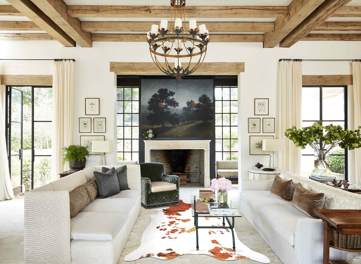 Brown and White XX-Large Brazilian Cowhide Rug 8'3"H x 7'6"W #A34485 by Hudson Hides