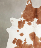 Brown and White XX-Large Brazilian Cowhide Rug 7'8"H x 6'11"W #A34490 by Hudson Hides