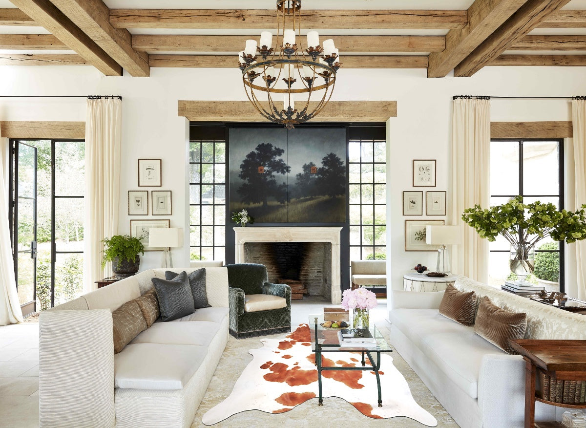 Brown and White XX-Large Brazilian Cowhide Rug 7'8"H x 6'11"W #A34490 by Hudson Hides