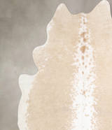 Beige and White X-Large Brazilian Cowhide Rug 7'0"H x 6'10"W #A34514 by Hudson Hides