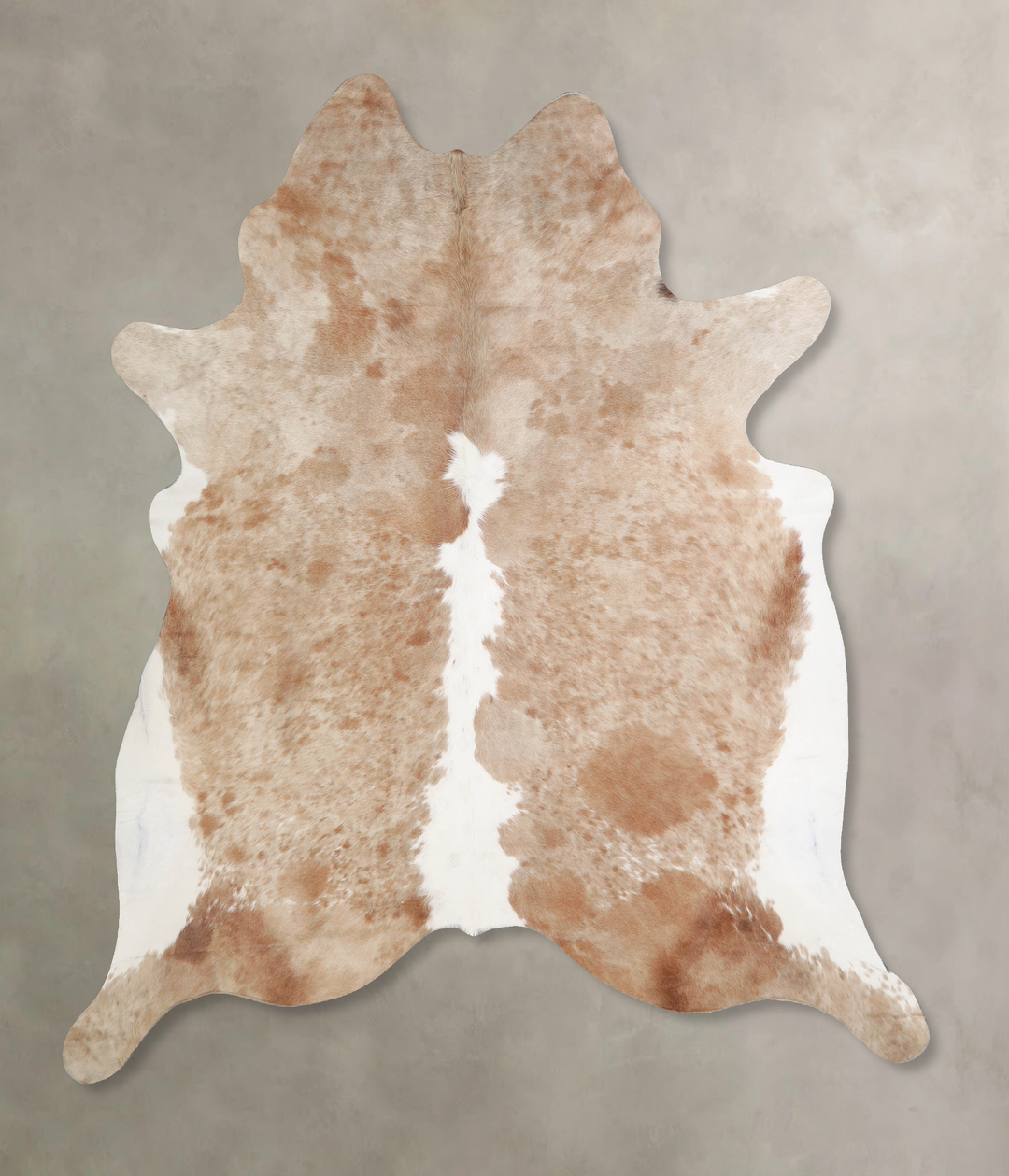 Beige and White X-Large Brazilian Cowhide Rug 7'0"H x 6'8"W #A34516 by