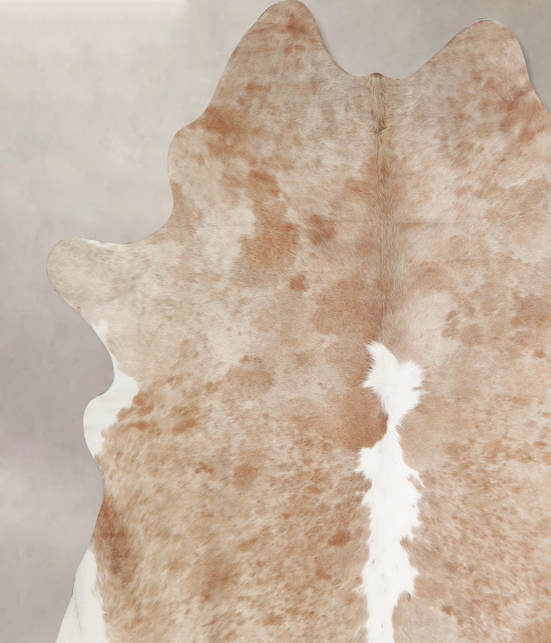 Beige and White X-Large Brazilian Cowhide Rug 7'0"H x 6'8"W #A34516 by