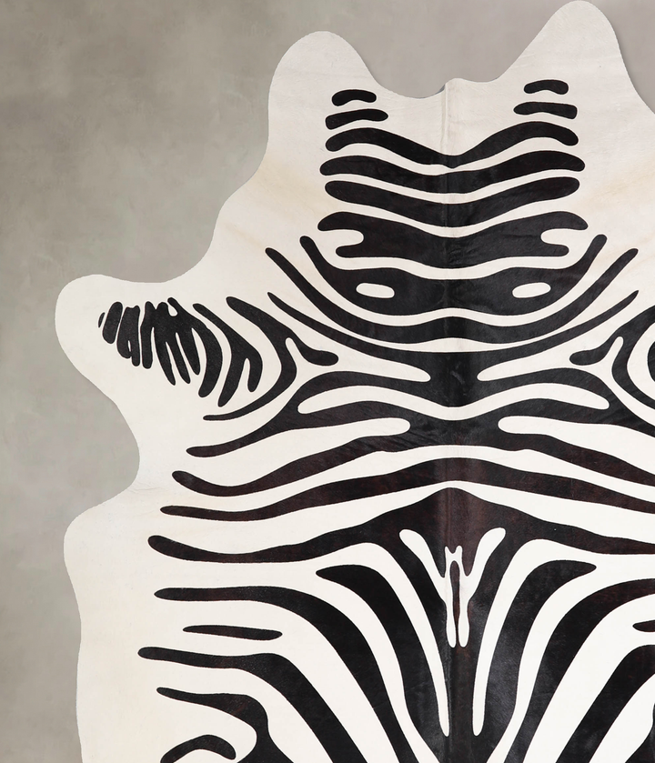 Zebra X-Large Brazilian Cowhide Rug 7'3"H x 6'2"W #A34540 by Hudson Hides