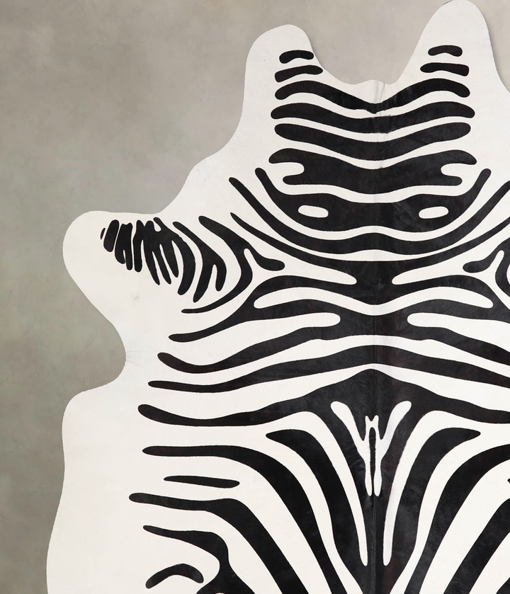 Zebra X-Large Brazilian Cowhide Rug 7'2"H x 6'3"W #A34541 by Hudson Hides