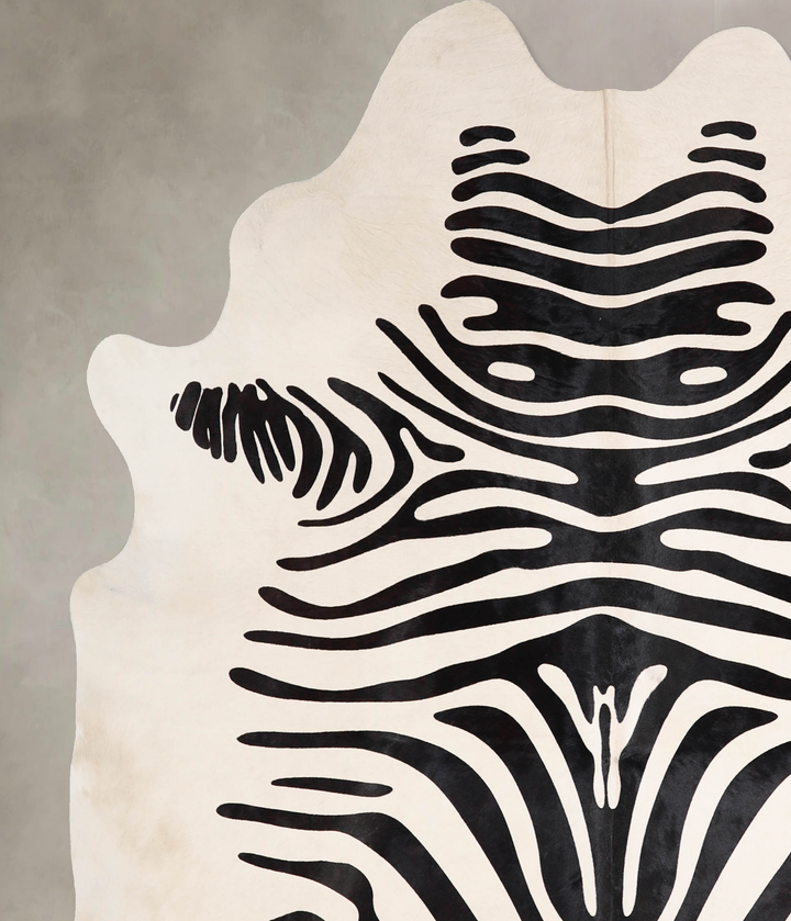 Zebra X-Large Brazilian Cowhide Rug 7'3"H x 6'1"W #A34543 by Hudson Hides