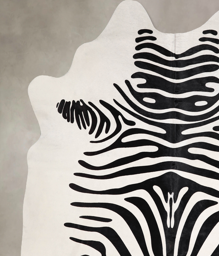 Zebra X-Large Brazilian Cowhide Rug 6'11"H x 6'2"W #A34545 by Hudson Hides