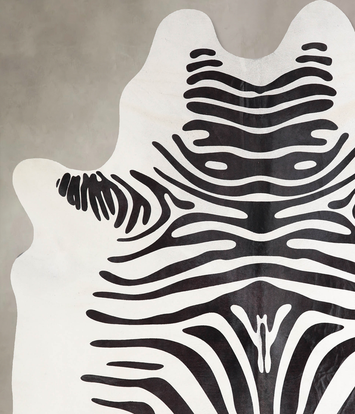 Zebra Large Brazilian Cowhide Rug 6'10"H x 5'9"W #A34549 by Hudson Hides