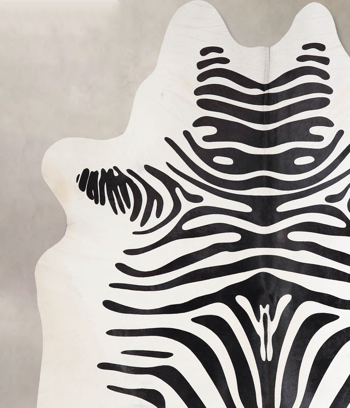 Zebra X-Large Brazilian Cowhide Rug 6'11"H x 6'2"W #A34550 by Hudson Hides