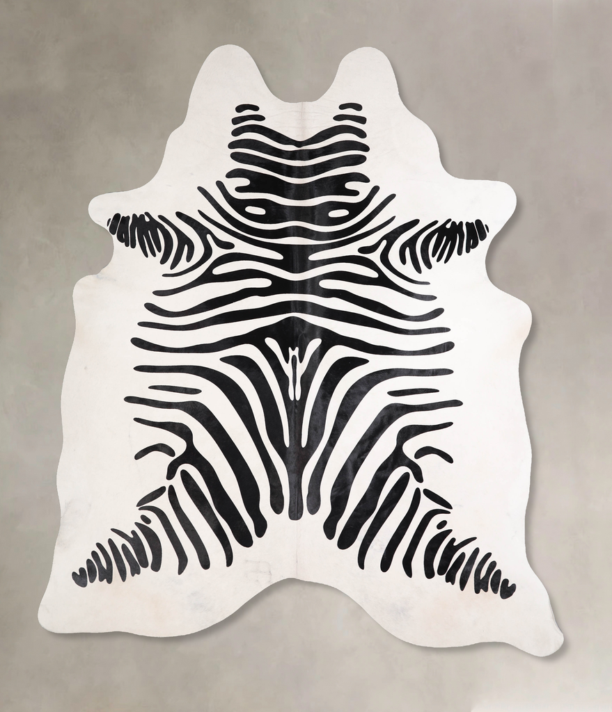 Zebra X-Large Brazilian Cowhide Rug 7'4"H x 6'2"W #A34553 by Hudson Hides