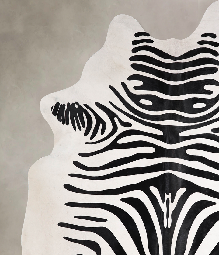 Zebra X-Large Brazilian Cowhide Rug 6'11"H x 5'11"W #A34554 by Hudson Hides
