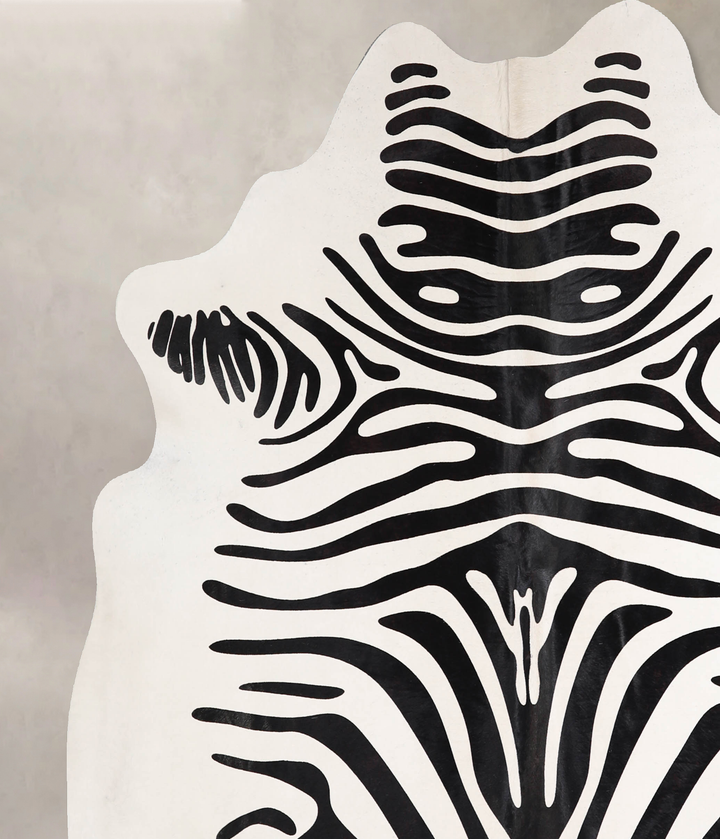 Zebra X-Large Brazilian Cowhide Rug 6'11"H x 6'5"W #A34563 by Hudson Hides