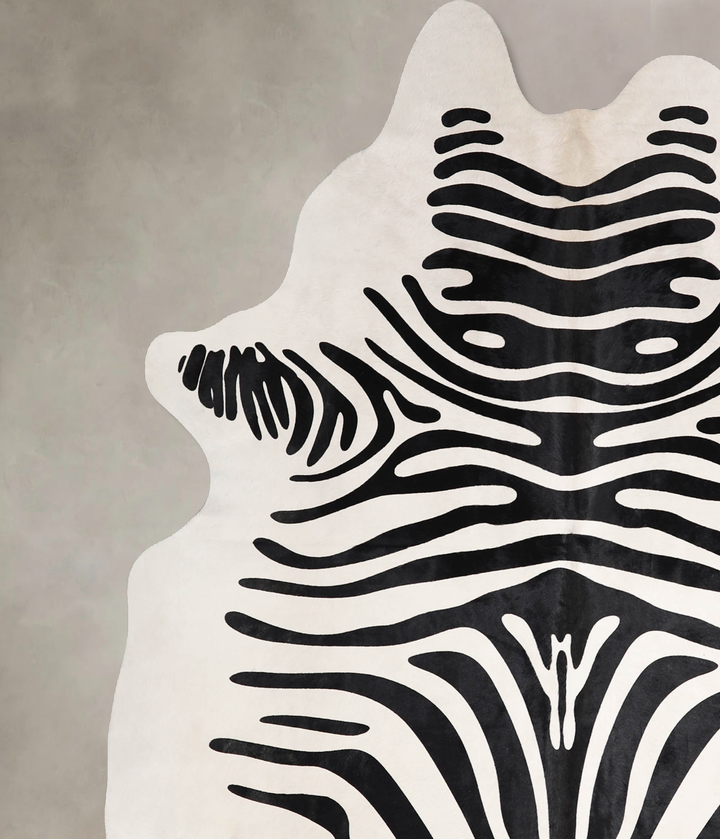 Zebra X-Large Brazilian Cowhide Rug 7'0"H x 6'2"W #A34566 by Hudson Hides