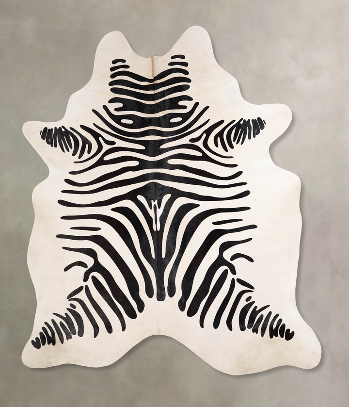 Zebra X-Large Brazilian Cowhide Rug 7'3"H x 6'0"W #A34570 by Hudson Hides