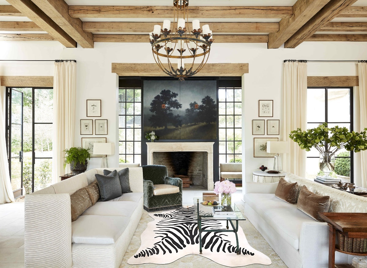 Zebra X-Large Brazilian Cowhide Rug 7'3"H x 6'0"W #A34570 by Hudson Hides