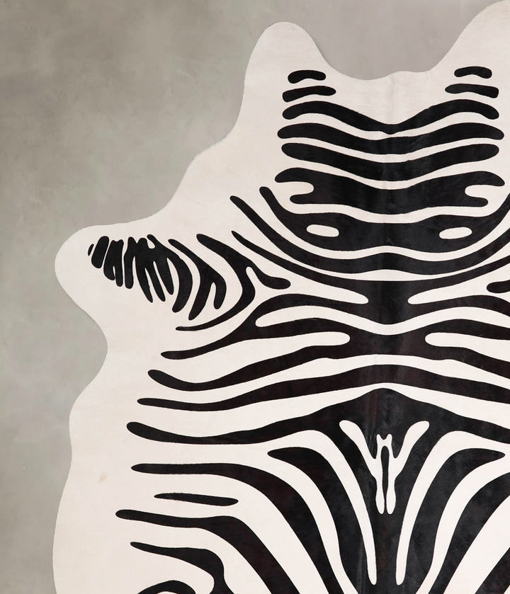 Zebra X-Large Brazilian Cowhide Rug 7'2"H x 5'8"W #A34574 by Hudson Hides