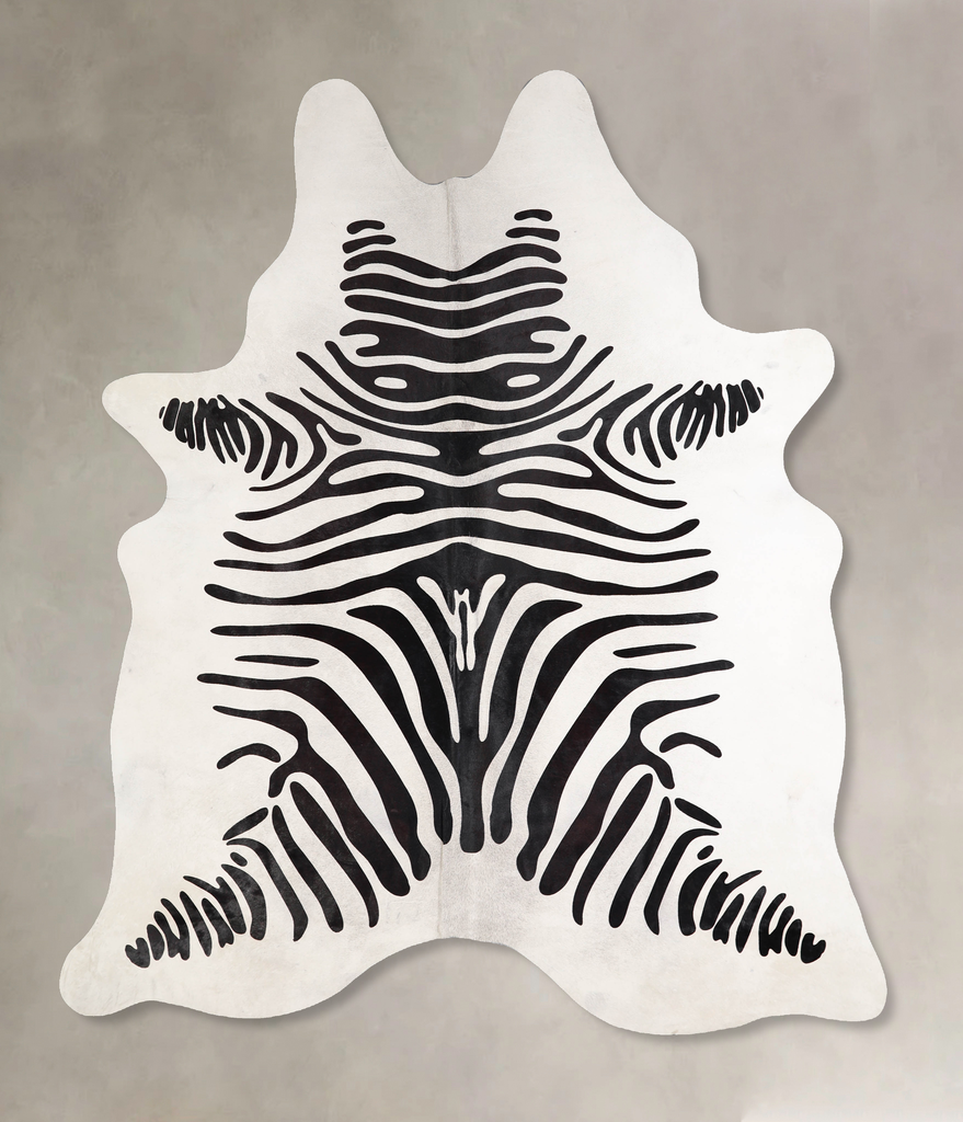 Zebra X-Large Brazilian Cowhide Rug 7'7"H x 6'2"W #A34575 by Hudson Hides