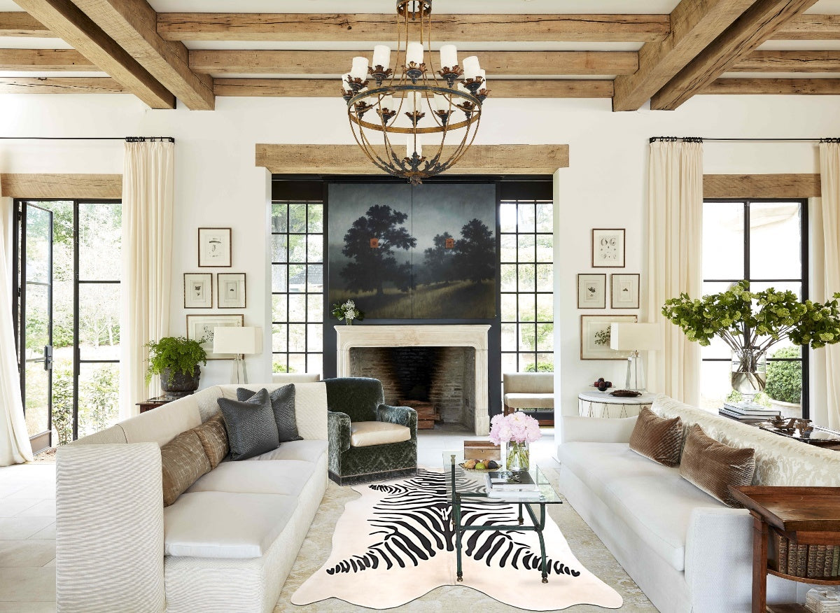 Zebra X-Large Brazilian Cowhide Rug 7'4"H x 6'2"W #A34578 by Hudson Hides