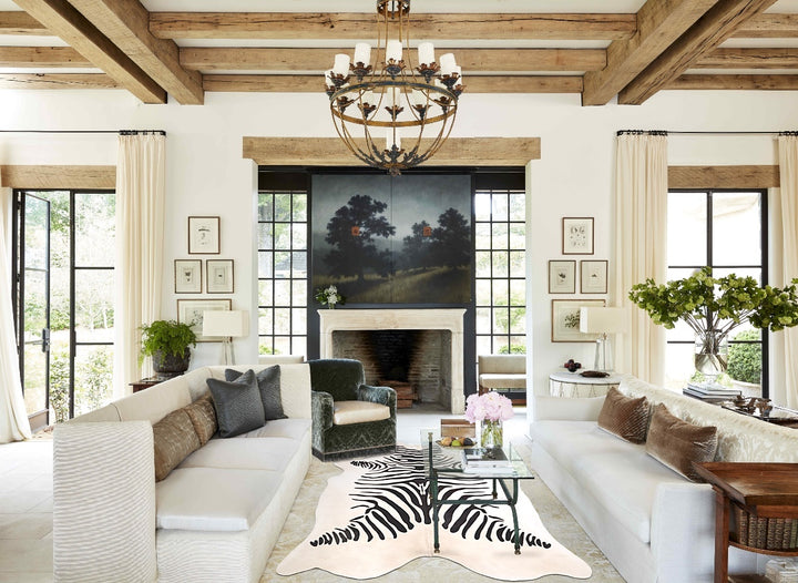 Zebra X-Large Brazilian Cowhide Rug 7'4"H x 6'2"W #A34578 by Hudson Hides