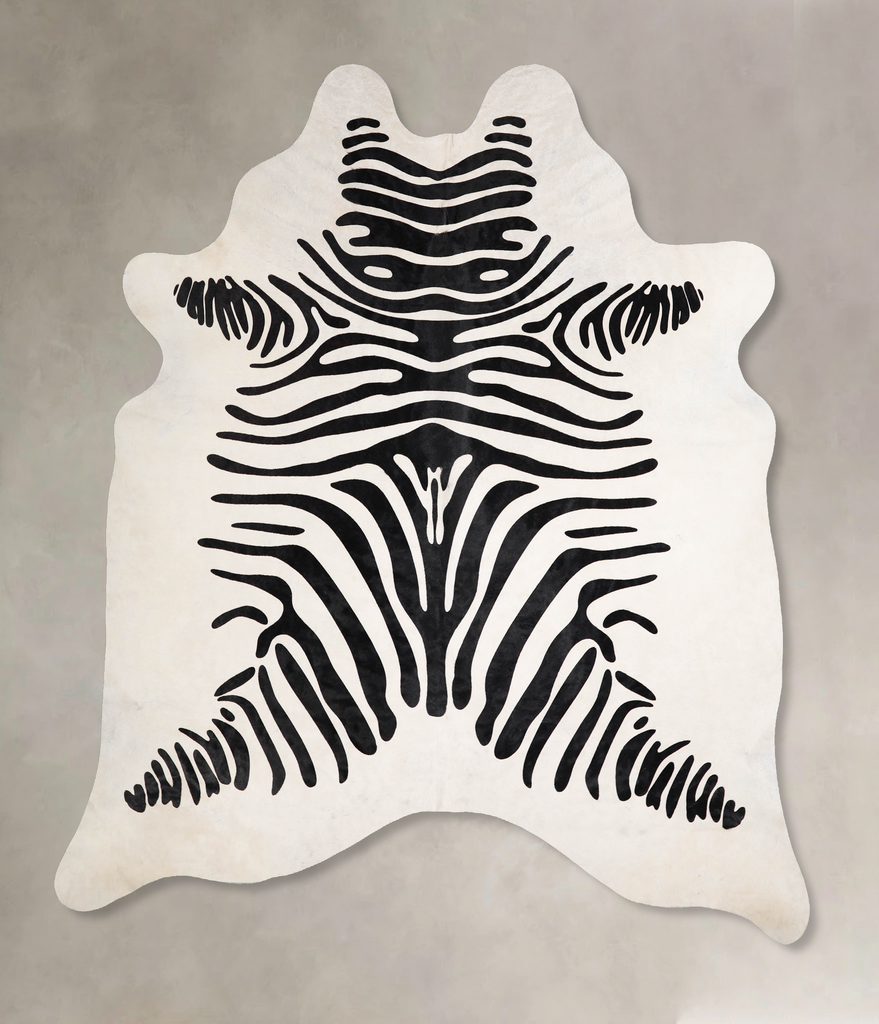 Zebra X-Large Brazilian Cowhide Rug 7'5"H x 6'5"W #A34579 by Hudson Hides