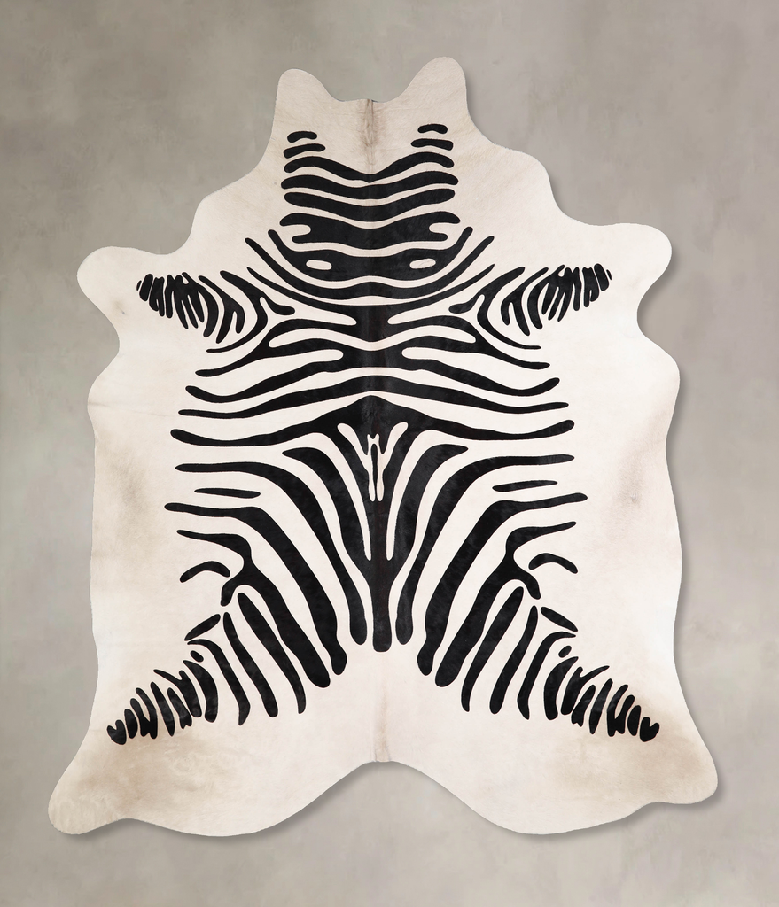 Zebra X-Large Brazilian Cowhide Rug 7'6"H x 6'4"W #A34580 by Hudson Hides