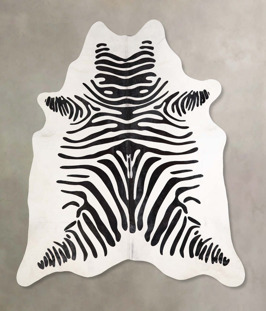 Zebra X-Large Brazilian Cowhide Rug 7'0"H x 6'2"W #A34581 by Hudson Hides