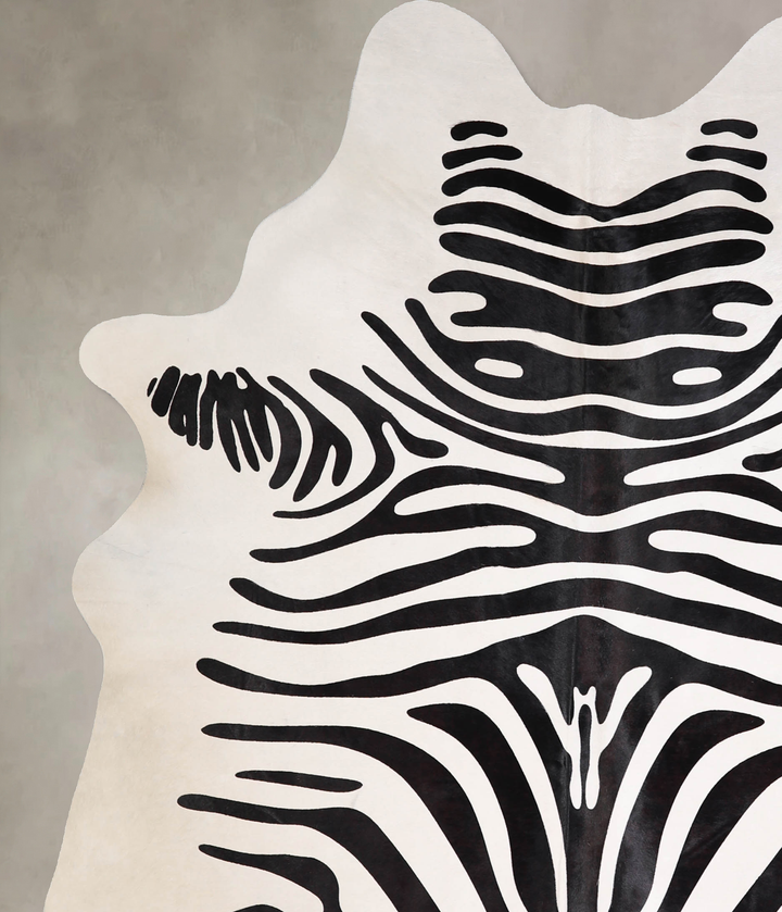 Zebra X-Large Brazilian Cowhide Rug 7'1"H x 5'10"W #A34583 by Hudson Hides