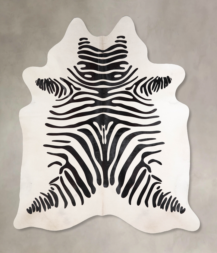 Zebra X-Large Brazilian Cowhide Rug 7'3"H x 6'2"W #A34590 by Hudson Hides