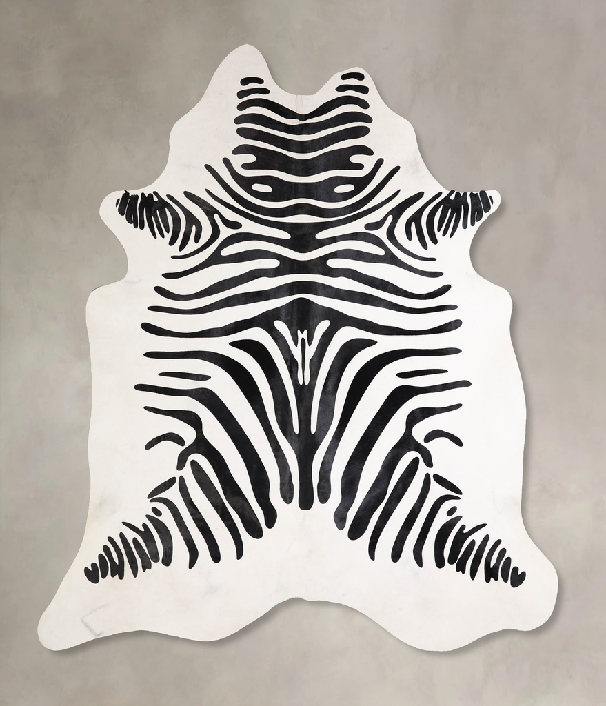 Zebra X-Large Brazilian Cowhide Rug 6'11"H x 6'2"W #A34592 by Hudson Hides