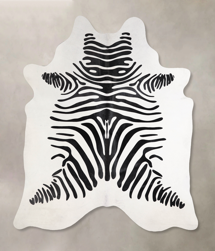 Zebra X-Large Brazilian Cowhide Rug 7'4"H x 6'3"W #A34594 by Hudson Hides