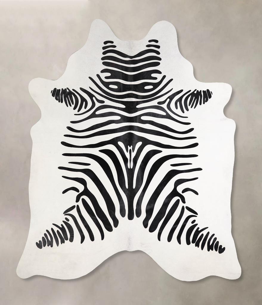 Zebra X-Large Brazilian Cowhide Rug 7'4"H x 6'3"W #A34594 by Hudson Hides