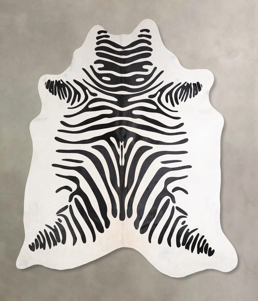 Zebra X-Large Brazilian Cowhide Rug 6'10"H x 6'3"W #A34597 by Hudson Hides