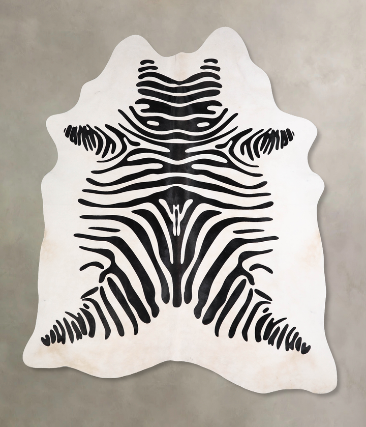 Zebra X-Large Brazilian Cowhide Rug 7'5"H x 6'1"W #A34598 by Hudson Hides