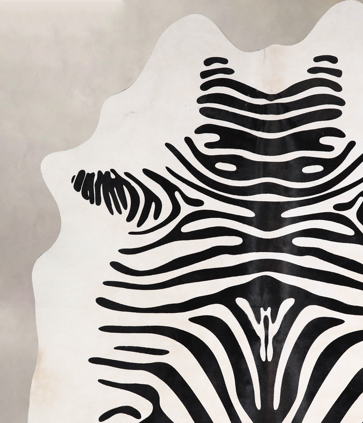 Zebra X-Large Brazilian Cowhide Rug 7'5"H x 6'1"W #A34598 by Hudson Hides