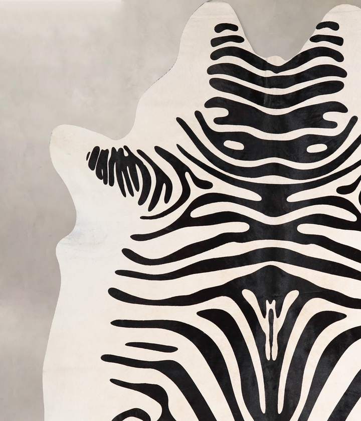 Zebra X-Large Brazilian Cowhide Rug 6'8"H x 6'5"W #A34599 by Hudson Hides