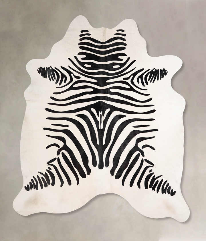 Zebra X-Large Brazilian Cowhide Rug 7'5"H x 6'2"W #A34600 by Hudson Hides