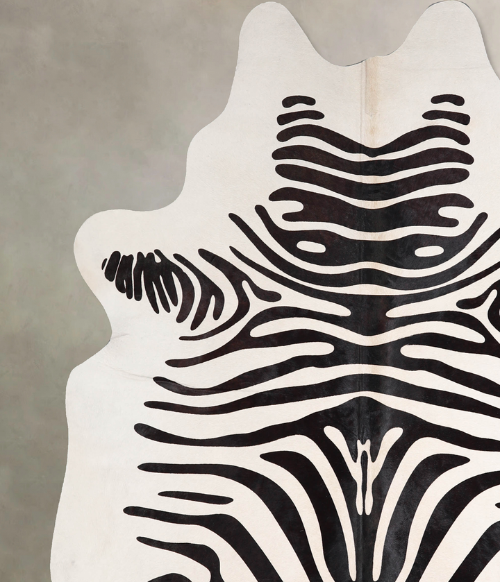 Zebra X-Large Brazilian Cowhide Rug 7'5"H x 6'3"W #A34602 by Hudson Hides