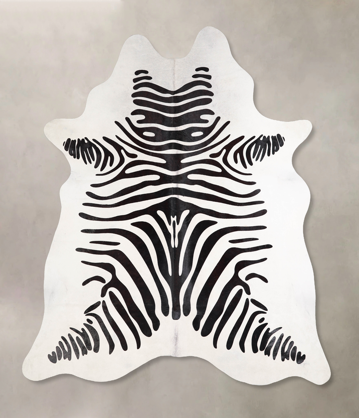 Zebra X-Large Brazilian Cowhide Rug 7'3"H x 6'4"W #A34603 by Hudson Hides